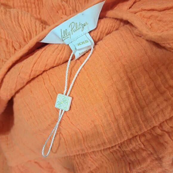 Lilly Pulitzer Zemini Women's Boho  Cotton Mandarin Orange Tiered Maxi Dress XXS - Picture 9 of 9